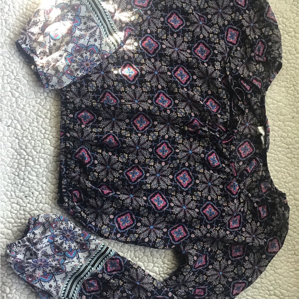 La Hearts Black and Pink Floral Top